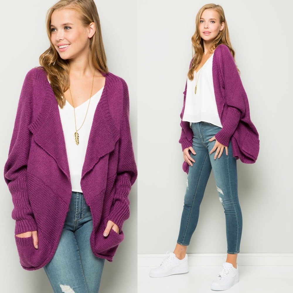 ELIZA Cocoon Knit Cardigan - ORCHID